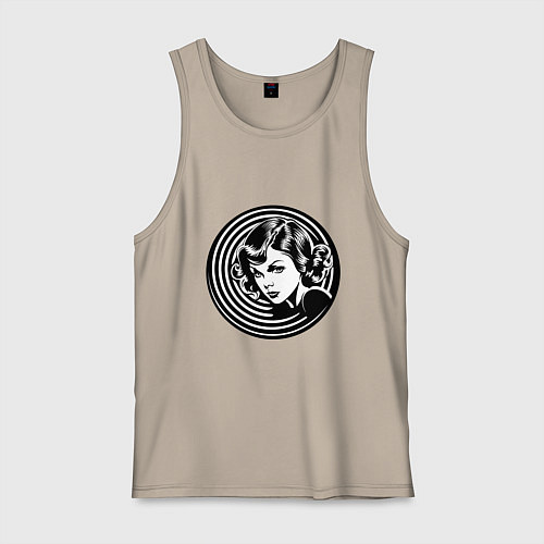 Мужская майка Ретро-лицо девушки шестидесятых / Миндальный – фото 1