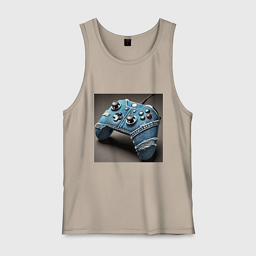 Мужская майка Джинсовый геймпад для видеоигр / Миндальный – фото 1