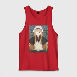 Майка мужская хлопок Волчица и пряности Холо в платке, цвет: красный