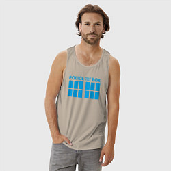 Майка мужская хлопок Public call police box, цвет: миндальный — фото 2