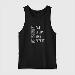 Майка мужская хлопок Eat sleep bike repeat, цвет: черный