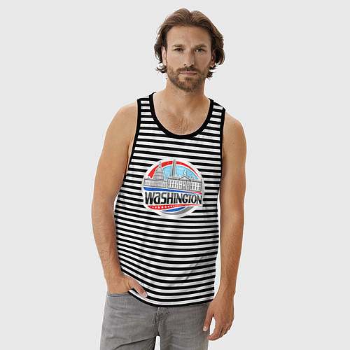 Мужская майка USA Washington / Черная тельняшка – фото 3