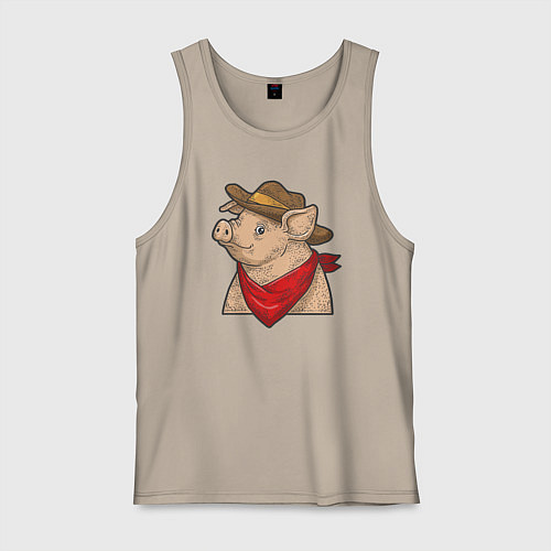 Мужская майка Свинка ковбой / Миндальный – фото 1