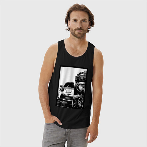 Мужская майка Porsche 911 автомобиль / Черный – фото 3