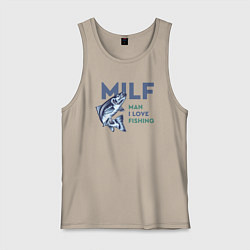 Майка мужская хлопок Milf милфа, цвет: миндальный