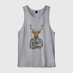 Майка мужская хлопок Олень босс, цвет: меланж