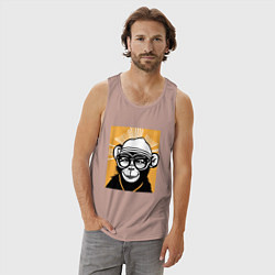Майка мужская хлопок Обезьяна и очки, цвет: пыльно-розовый — фото 2