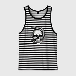 Майка мужская хлопок Череп со змеёй, цвет: черная тельняшка