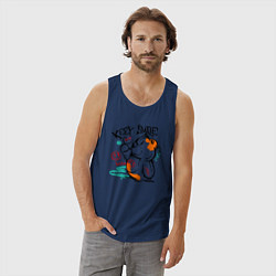 Майка мужская хлопок Продолжай улыбаться, цвет: тёмно-синий — фото 2