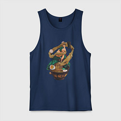 Майка мужская хлопок One piece Зоро Zoro удон, цвет: тёмно-синий