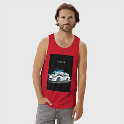 Майка мужская хлопок Subaru авто, цвет: красный — фото 2