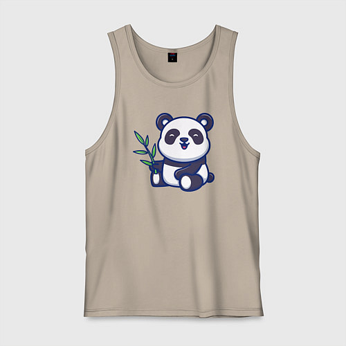 Мужская майка Панда с веточкой / Миндальный – фото 1