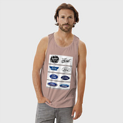 Майка мужская хлопок Ford логотип, цвет: пыльно-розовый — фото 2