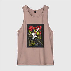Майка мужская хлопок Человек-бензопила Денджи воплощение демона, цвет: пыльно-розовый