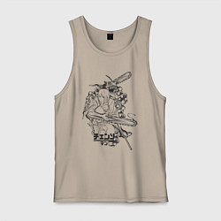 Майка мужская хлопок Человек-бензопила Денджи Макима, цвет: миндальный