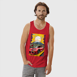 Майка мужская хлопок Toyota Supra jdm автомобиль, цвет: красный — фото 2