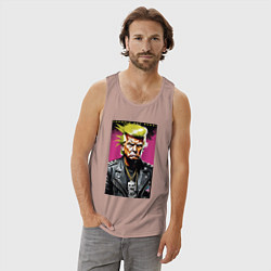 Майка мужская хлопок Trumps not dead - motto, цвет: пыльно-розовый — фото 2