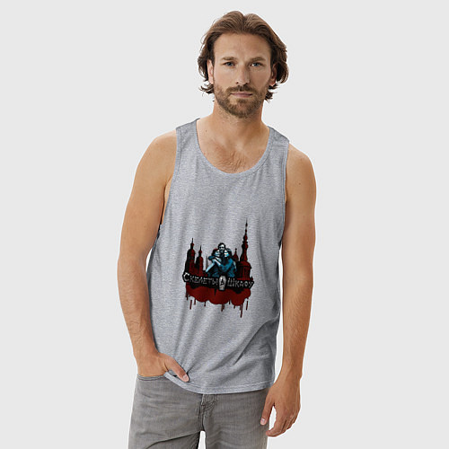 Мужская майка Арт город любви - Скелеты в шкафу / Меланж – фото 3