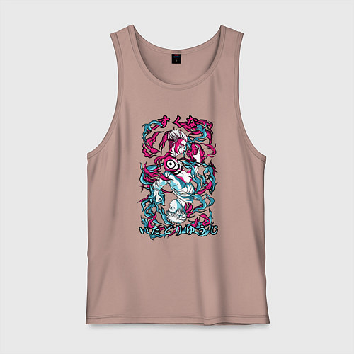 Мужская майка Магическая битва Итадори х Сукуна неон / Пыльно-розовый – фото 1