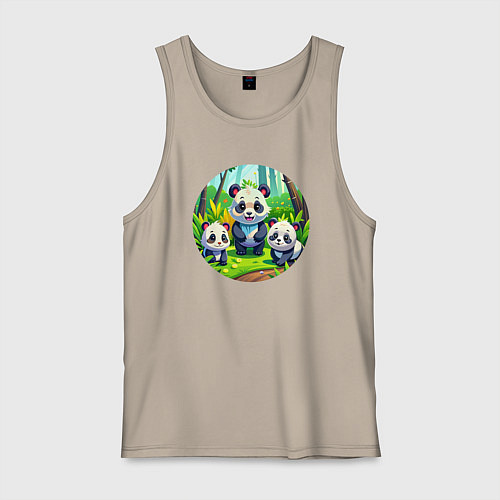 Мужская майка Панды в бамбуковом лесу / Миндальный – фото 1