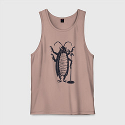 Майка мужская хлопок Тараканчик певец, цвет: пыльно-розовый