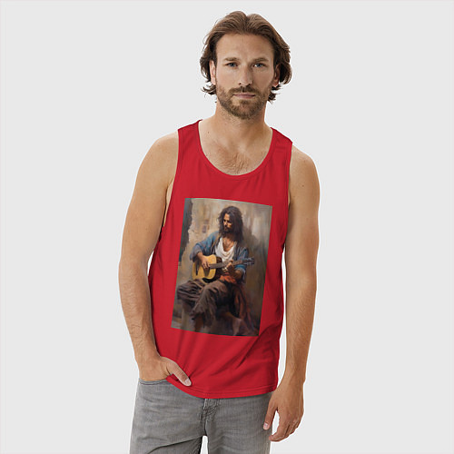 Мужская майка Моряк гитарист / Красный – фото 3