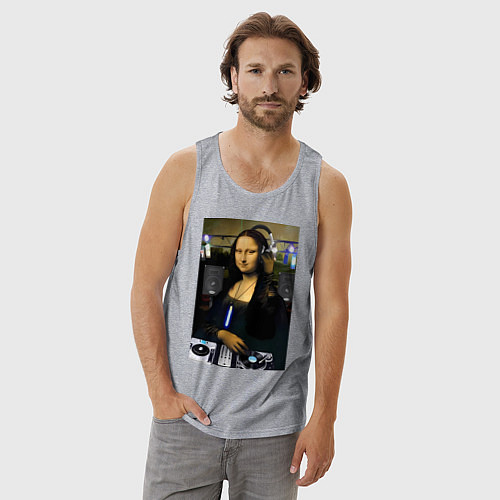 Мужская майка Мона Лиза диджей / Меланж – фото 3