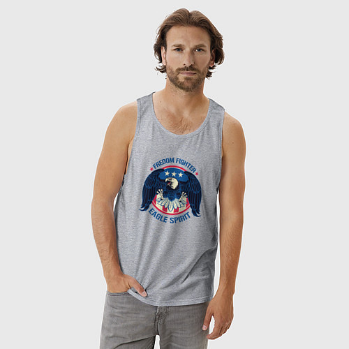 Мужская майка Борец за свободу - дух орла / Меланж – фото 3