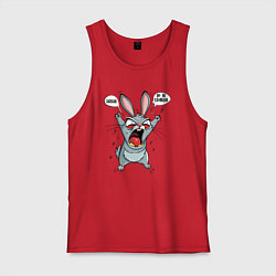 Майка мужская хлопок Нервный заяц с нецензурной надписью задолбался, цвет: красный