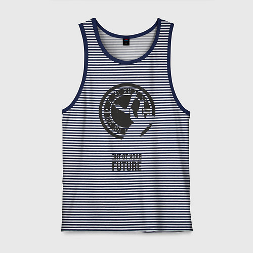 Мужская майка Док Браун - назад в будущее / Синяя тельняшка – фото 1