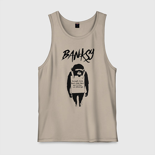 Мужская майка Обезьяна граффити уличное искусство Banksy / Миндальный – фото 1