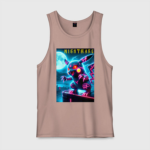 Мужская майка Pikachu - nightmare / Пыльно-розовый – фото 1