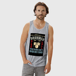 Майка мужская хлопок Барабанщик музыка, цвет: меланж — фото 2