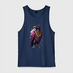 Майка мужская хлопок Ворона увешанная украшениями, цвет: тёмно-синий