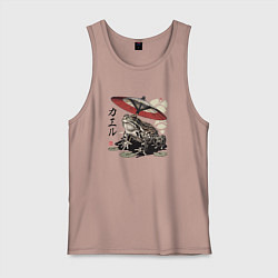 Майка мужская хлопок Лягушка с зонтом, цвет: пыльно-розовый