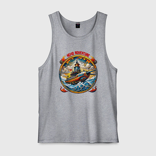 Мужская майка Подводная стимпанк лодка капитана Немо / Меланж – фото 1
