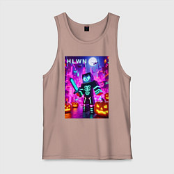 Майка мужская хлопок Minecraft and halloween - collaboration fantasy, цвет: пыльно-розовый