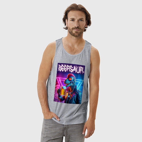 Мужская майка Cyber beersaur - neon glow / Меланж – фото 3