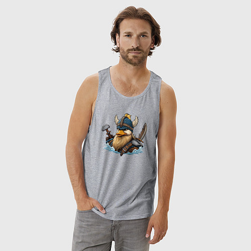 Мужская майка Утка воин викинг / Меланж – фото 3