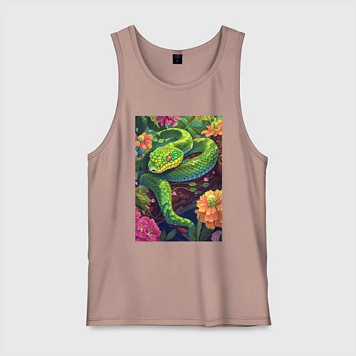 Мужская майка Тропическая змея / Пыльно-розовый – фото 1