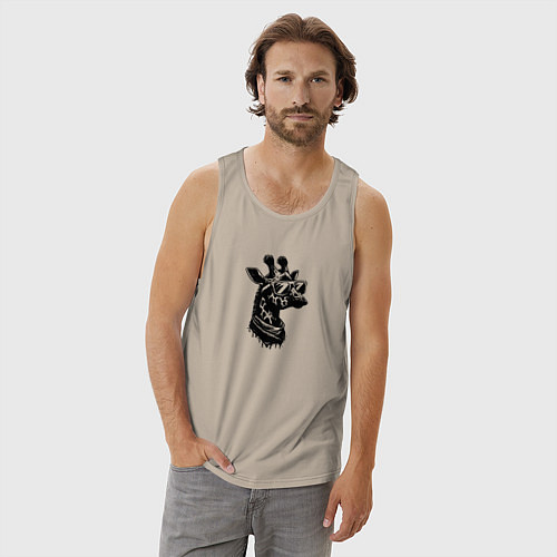 Мужская майка Хипстер жираф в очках / Миндальный – фото 3