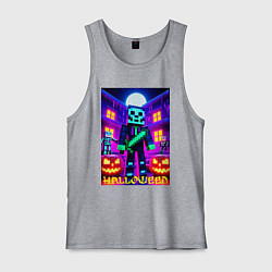 Майка мужская хлопок Halloween and Minecraft - neon collaboration, цвет: меланж