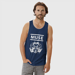 Майка мужская хлопок Muse rock dog, цвет: тёмно-синий — фото 2