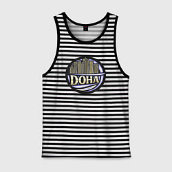 Майка мужская хлопок Катар - Доха, цвет: черная тельняшка