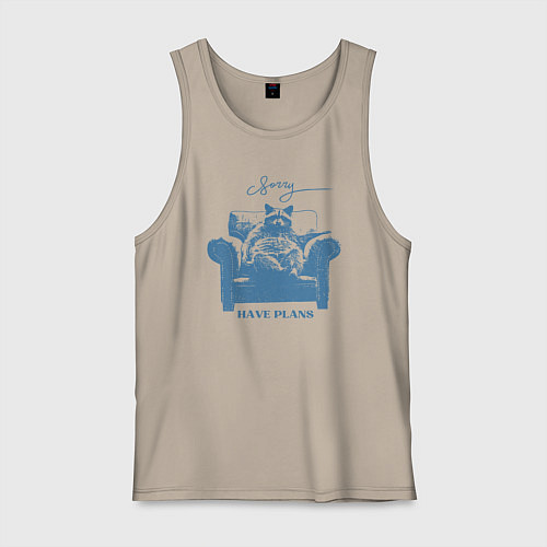 Мужская майка Енот на диване имеет планы / Миндальный – фото 1