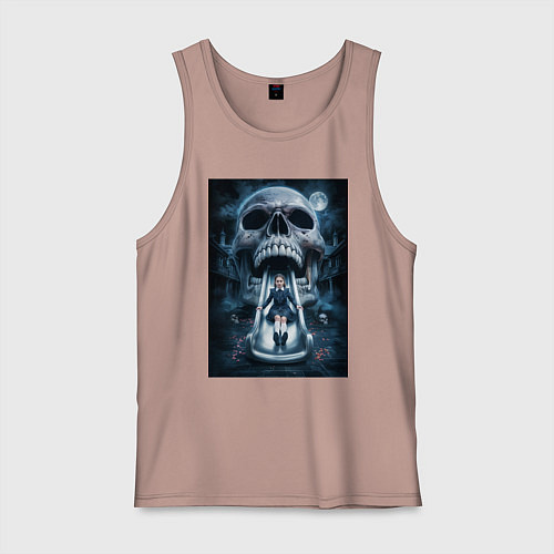 Мужская майка Череп-горка / Пыльно-розовый – фото 1