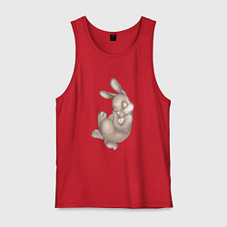 Майка мужская хлопок Спящий милый заяц, цвет: красный