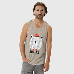 Майка мужская хлопок Идеальный медведь, цвет: миндальный — фото 2