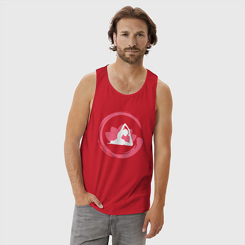 Мужская майка Йога и лотос / Красный – фото 3