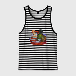 Майка мужская хлопок Мудрость и Печаль - Сэр Троглодит, цвет: черная тельняшка